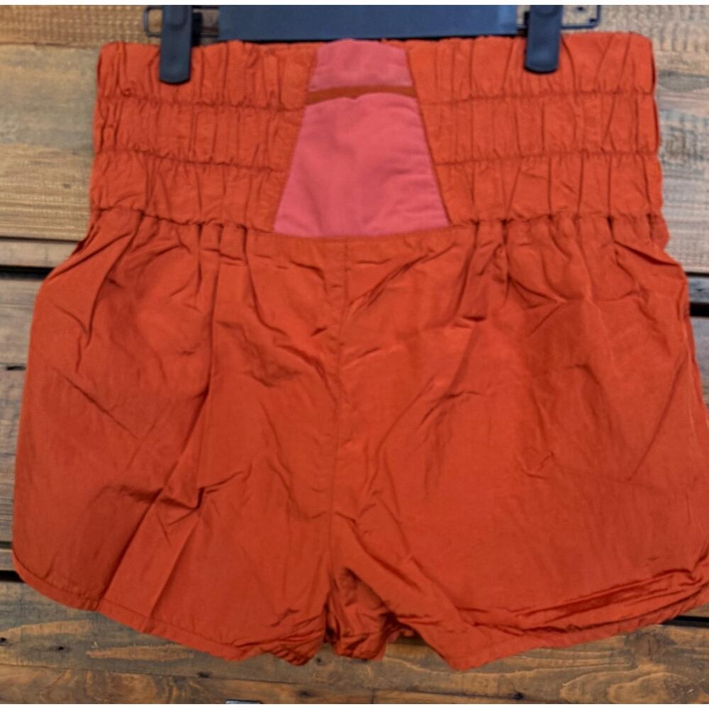 FP Movement Shorts Women's Large Orange High Rise Smocked Waist Lined Athletic - Picture 2 of 8